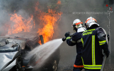 Sapeurs-pompiers de la Marne en formation incendie